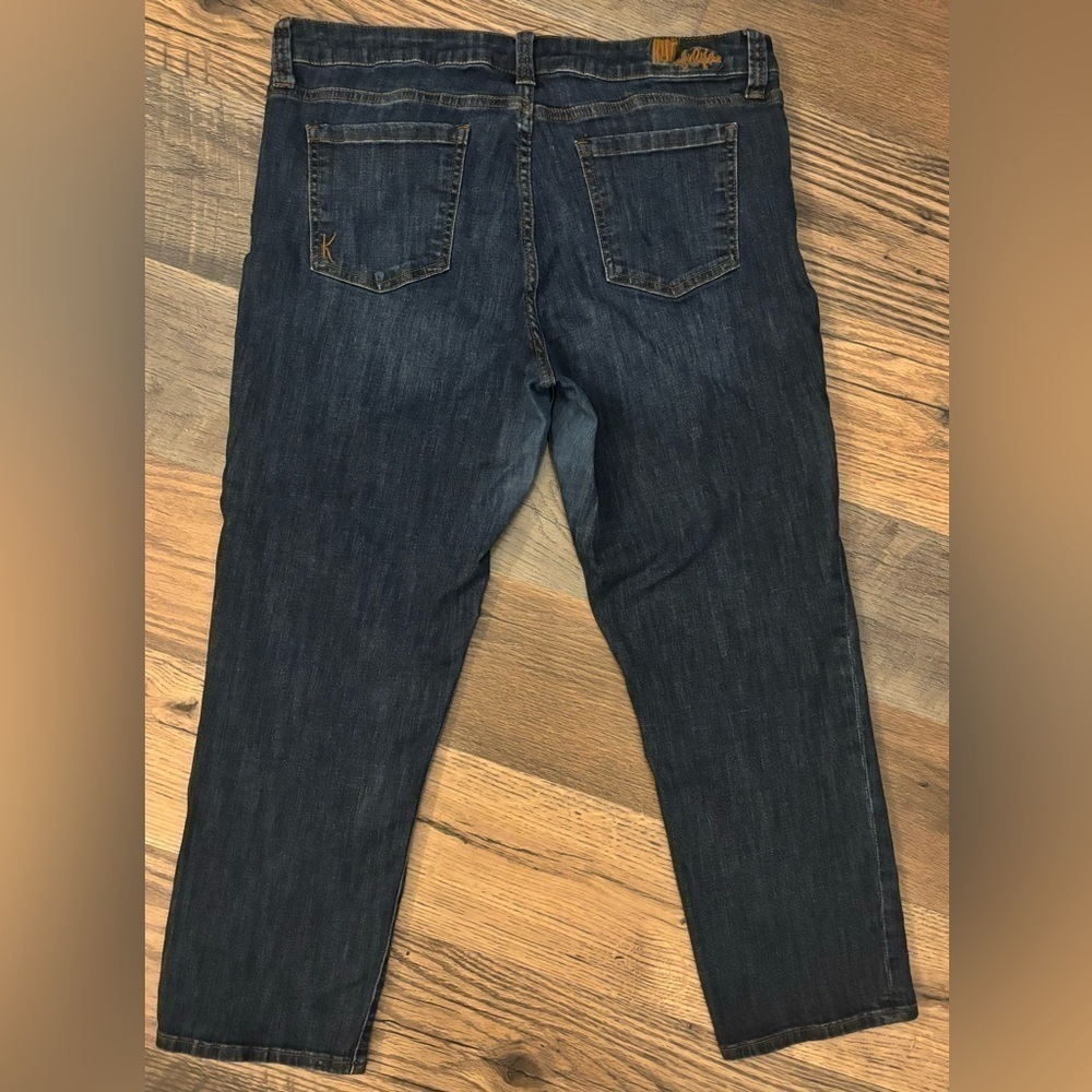 Kut From the Kloth‎ Bardot Crop Skinny Boyfriend Jeans Dark Cotton Wash Size 12 - Picture 11 of 11